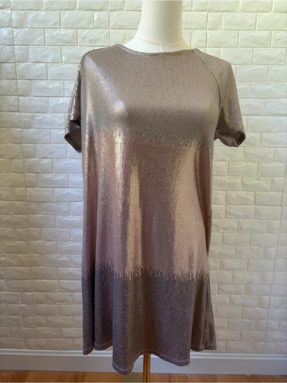 Free People Metallic Rose Gold Dress